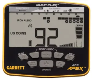 Garrett Ace Apex fémkereső kijelzője